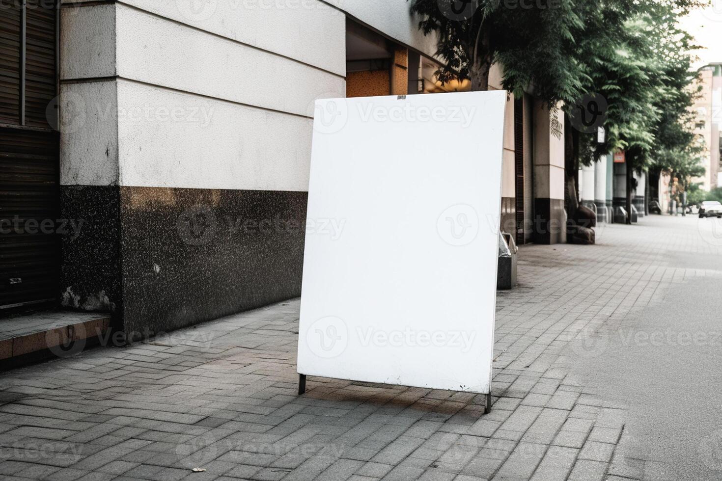 a Blank white sign board mockup isolated outside photo