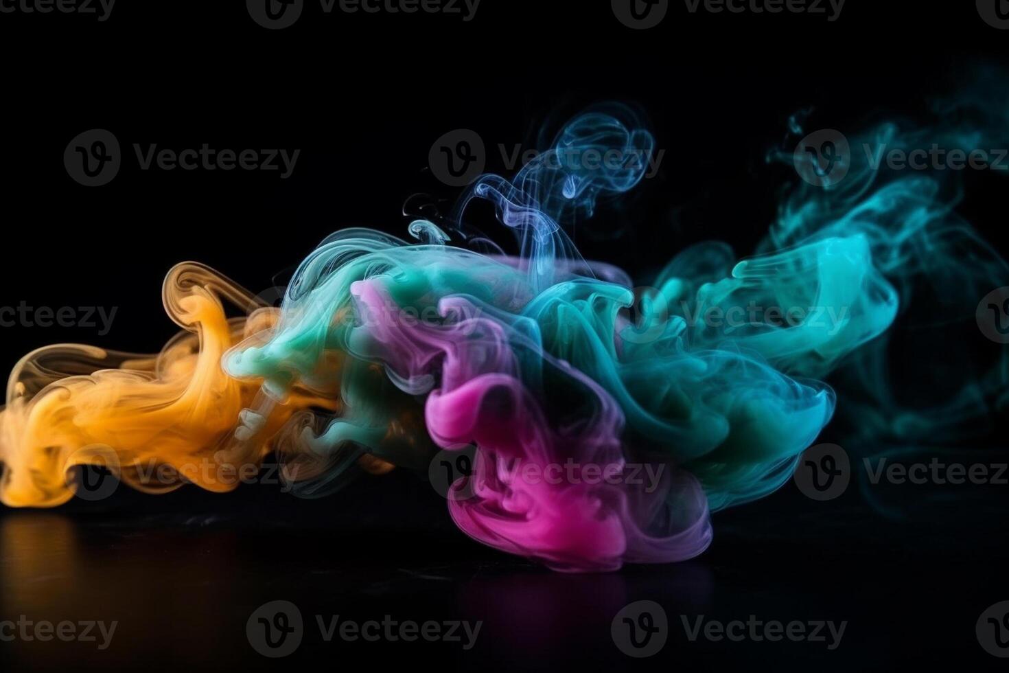 Colorful smoke isolated on black background. Abstract background of colorful smoke. photo