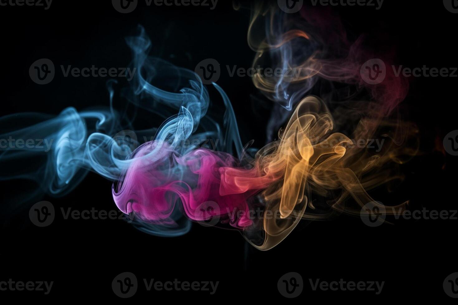 Colorful smoke isolated on black background. Abstract background of colorful smoke. photo