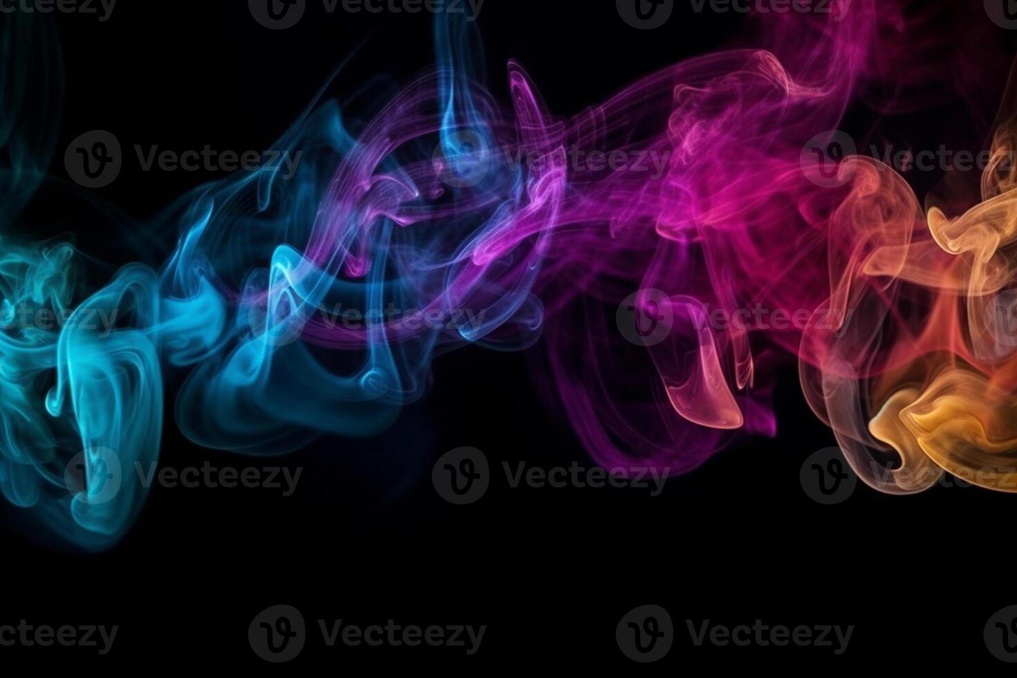 Colorful smoke isolated on black background. Abstract background of colorful smoke. photo