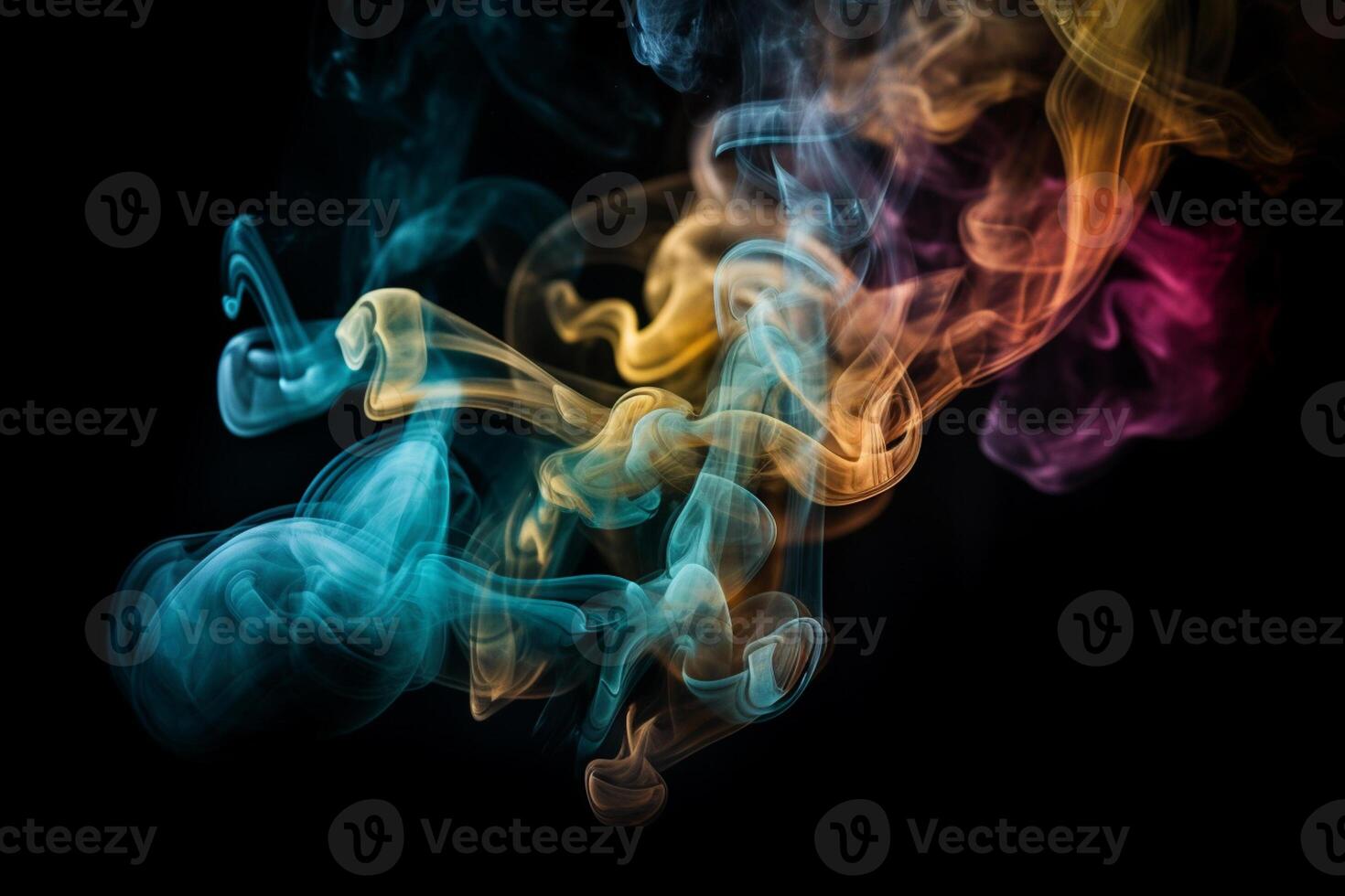 ai generativo vistoso fumar aislado en negro antecedentes. resumen antecedentes de vistoso fumar. foto