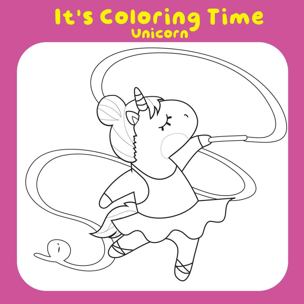 Educational printable coloring worksheet. Cute unicorn illustration. Printable coloring page. Vector illustrations.