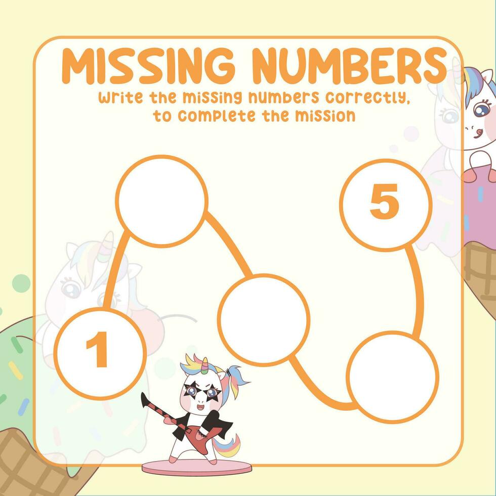 Missing numbers. Write the answer correctly. Educational printable math worksheet. Count and write activity. Counting practice. Vector file.