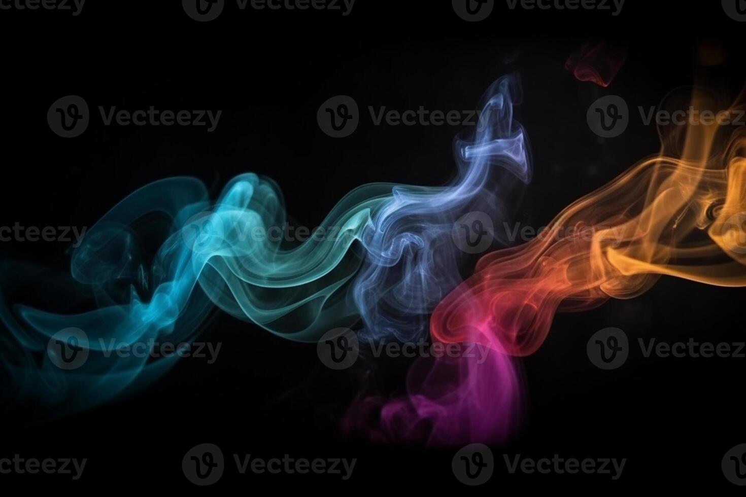 Colorful smoke isolated on black background. Abstract background of colorful smoke. photo