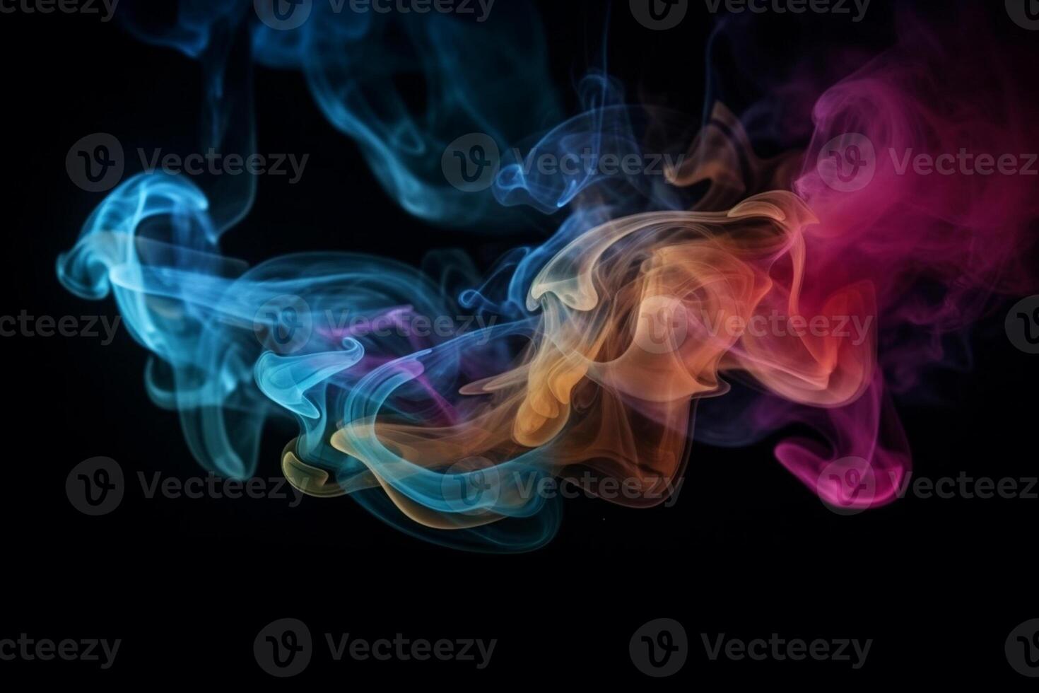 Colorful smoke isolated on black background. Abstract background of colorful smoke. photo