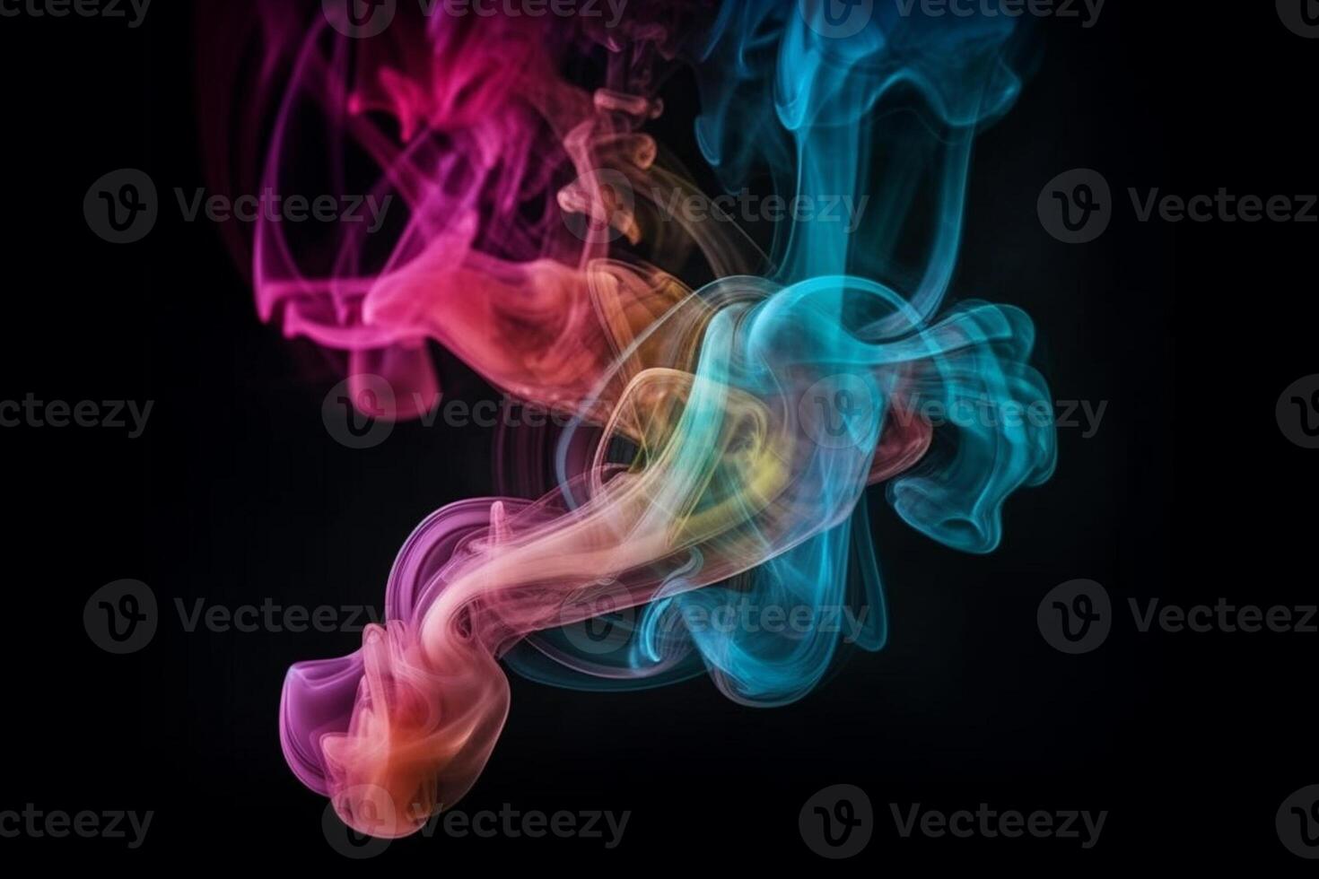 Colorful smoke isolated on black background. Abstract background of colorful smoke. photo