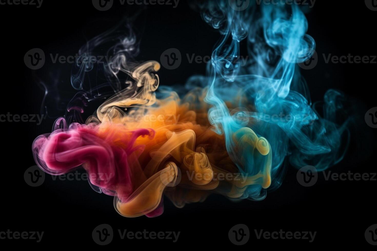 Colorful smoke isolated on black background. Abstract background of colorful smoke. photo