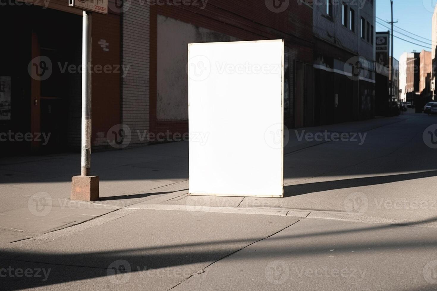 a Blank white sign board mockup isolated outside photo