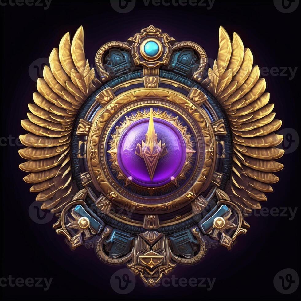 Luxury shield with wings and crystal ball photo