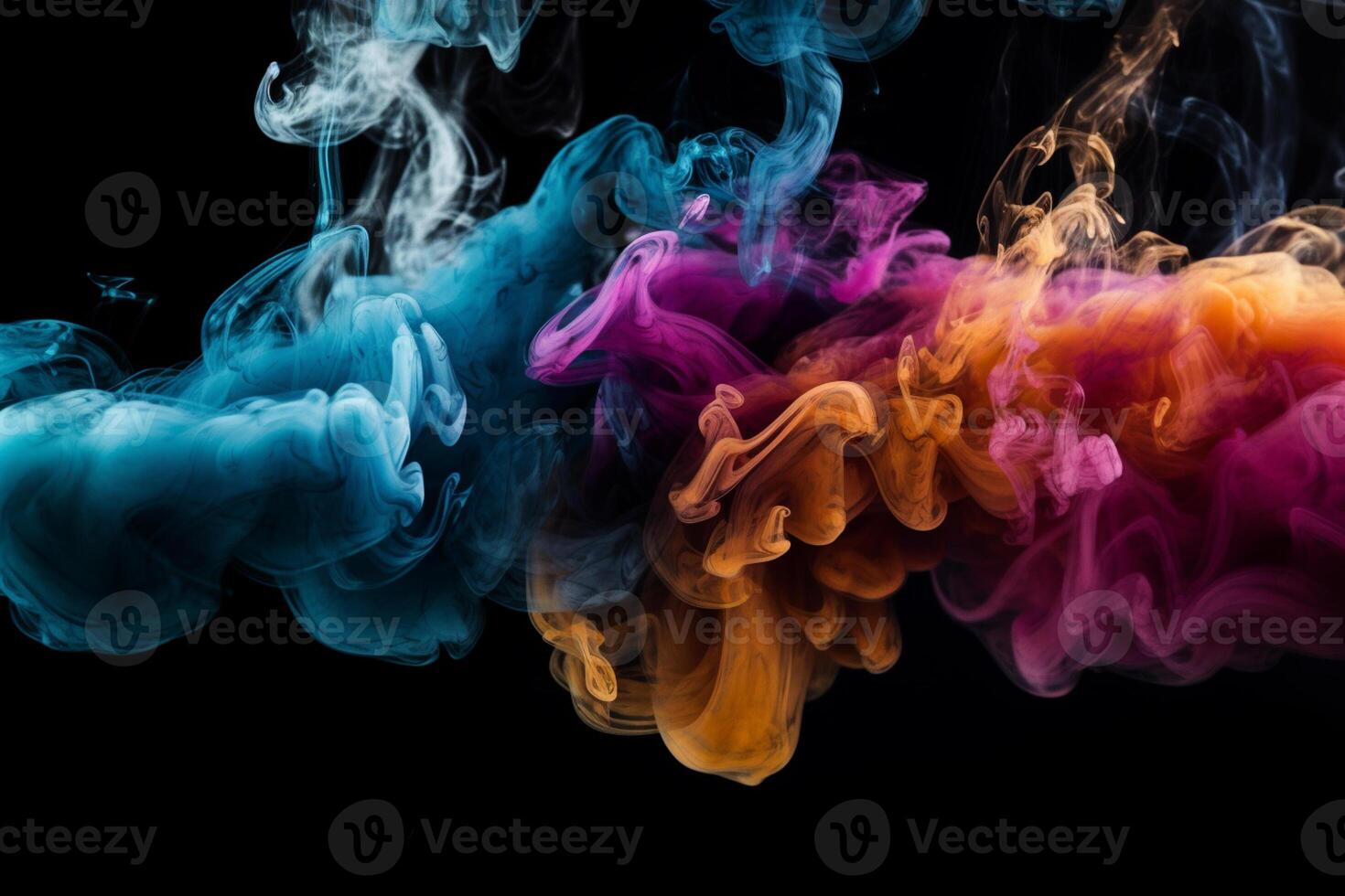 Colorful smoke isolated on black background. Abstract background of colorful smoke. photo