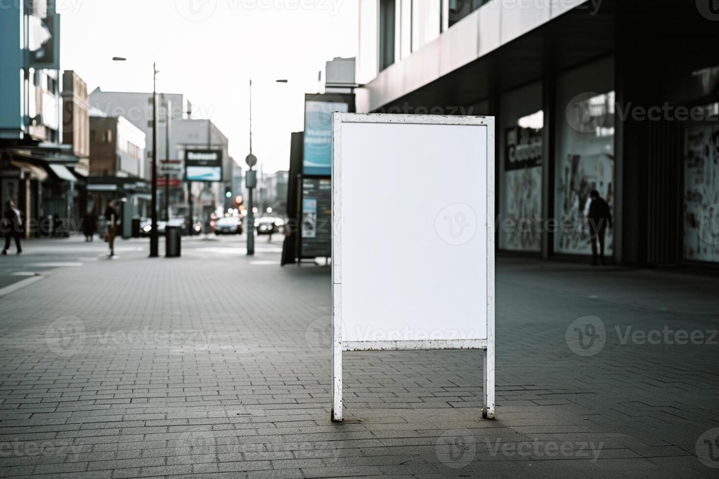 a Blank white sign board mockup isolated outside photo