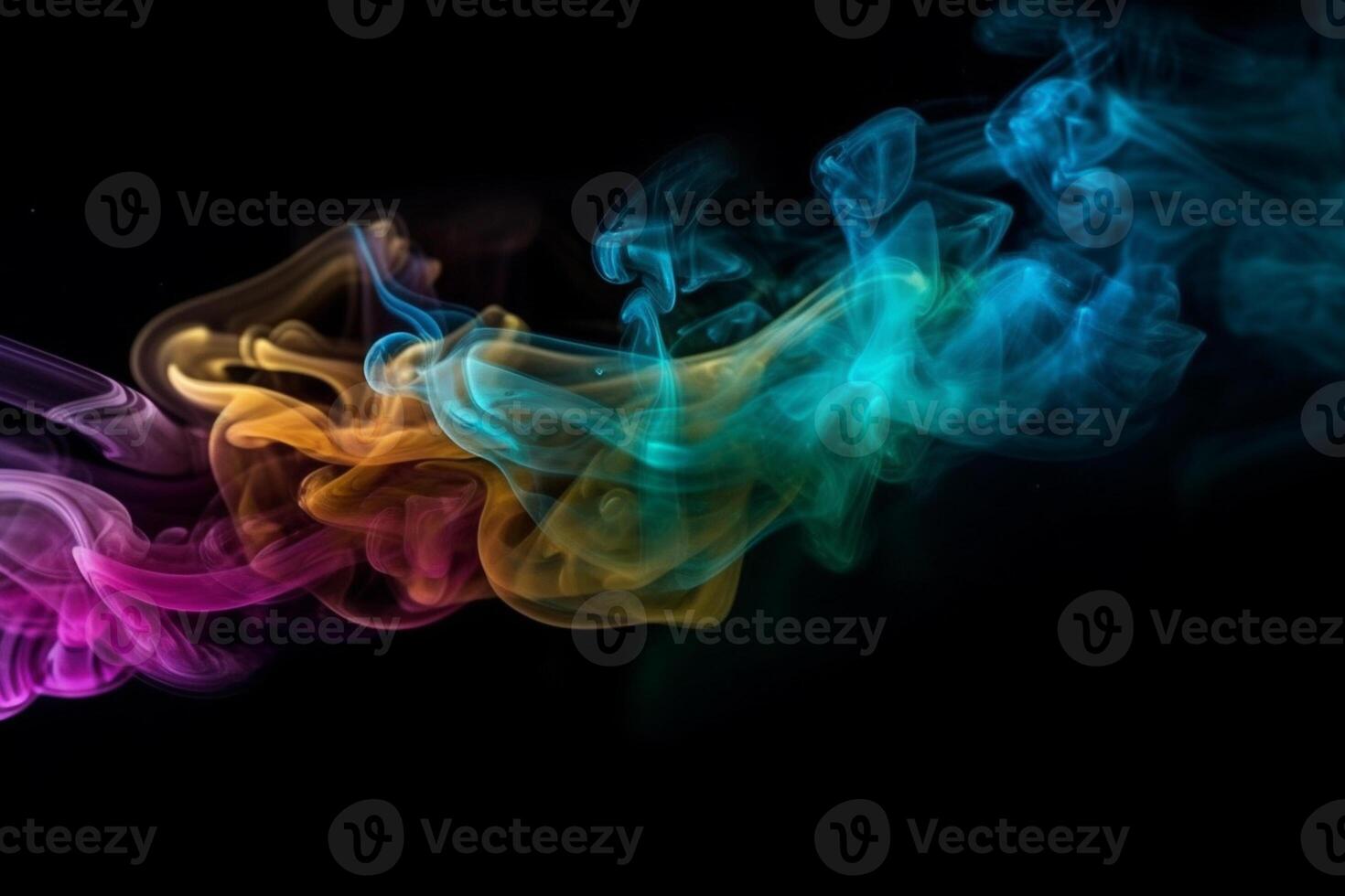 Colorful smoke isolated on black background. Abstract background of colorful smoke. photo