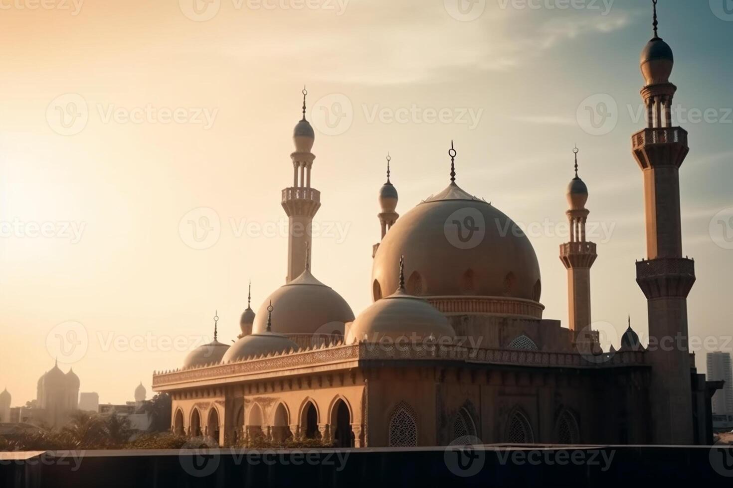 A mosque with a beautiful background photo