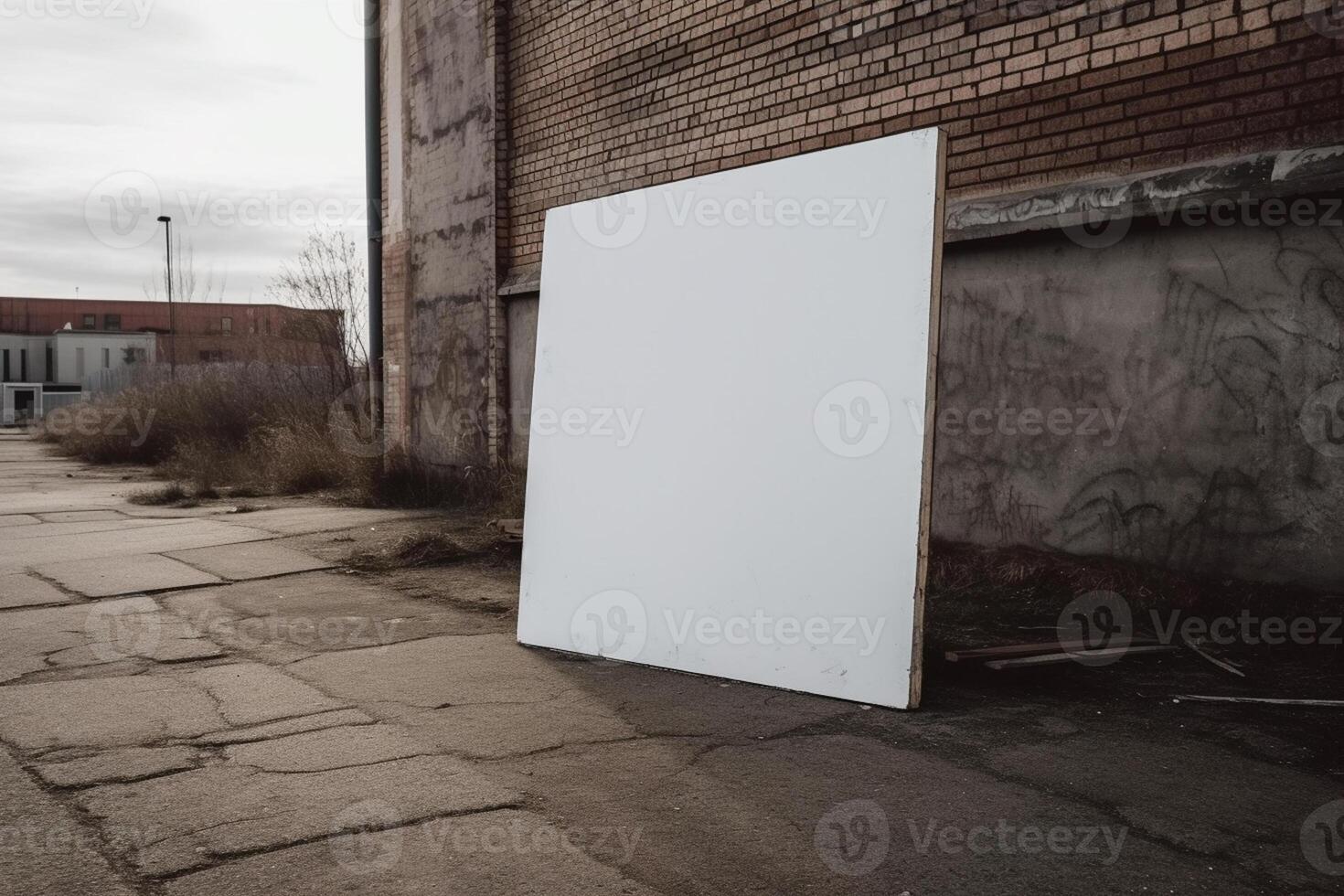 a Blank white sign board mockup isolated outside photo