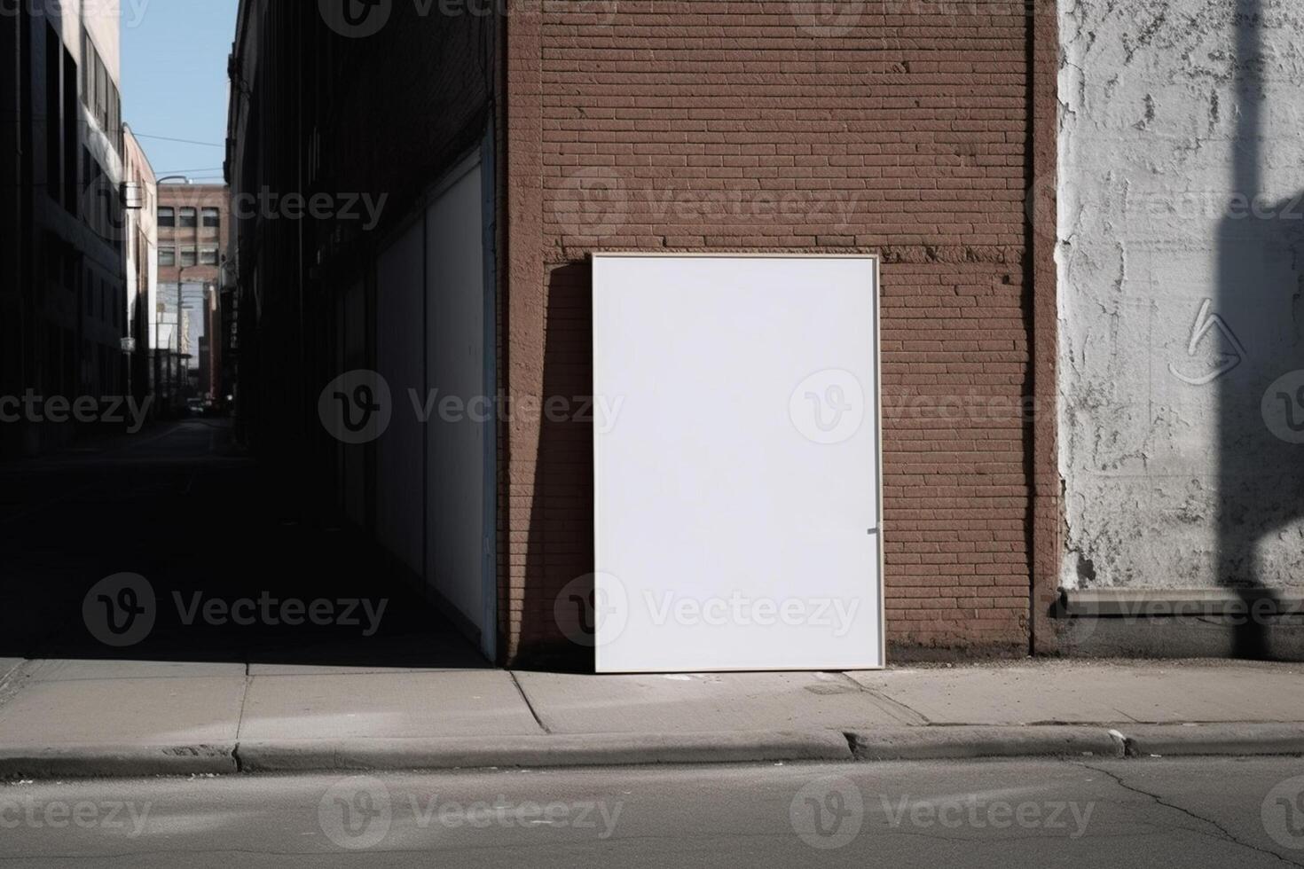 a Blank white sign board mockup isolated outside photo