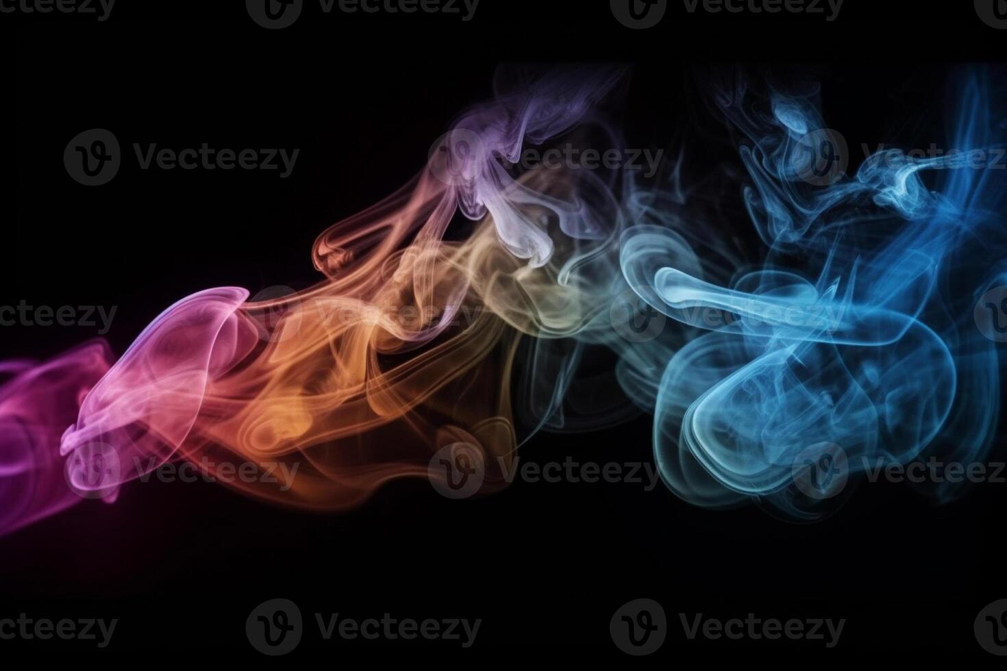 Colorful smoke isolated on black background. Abstract background of colorful smoke. photo