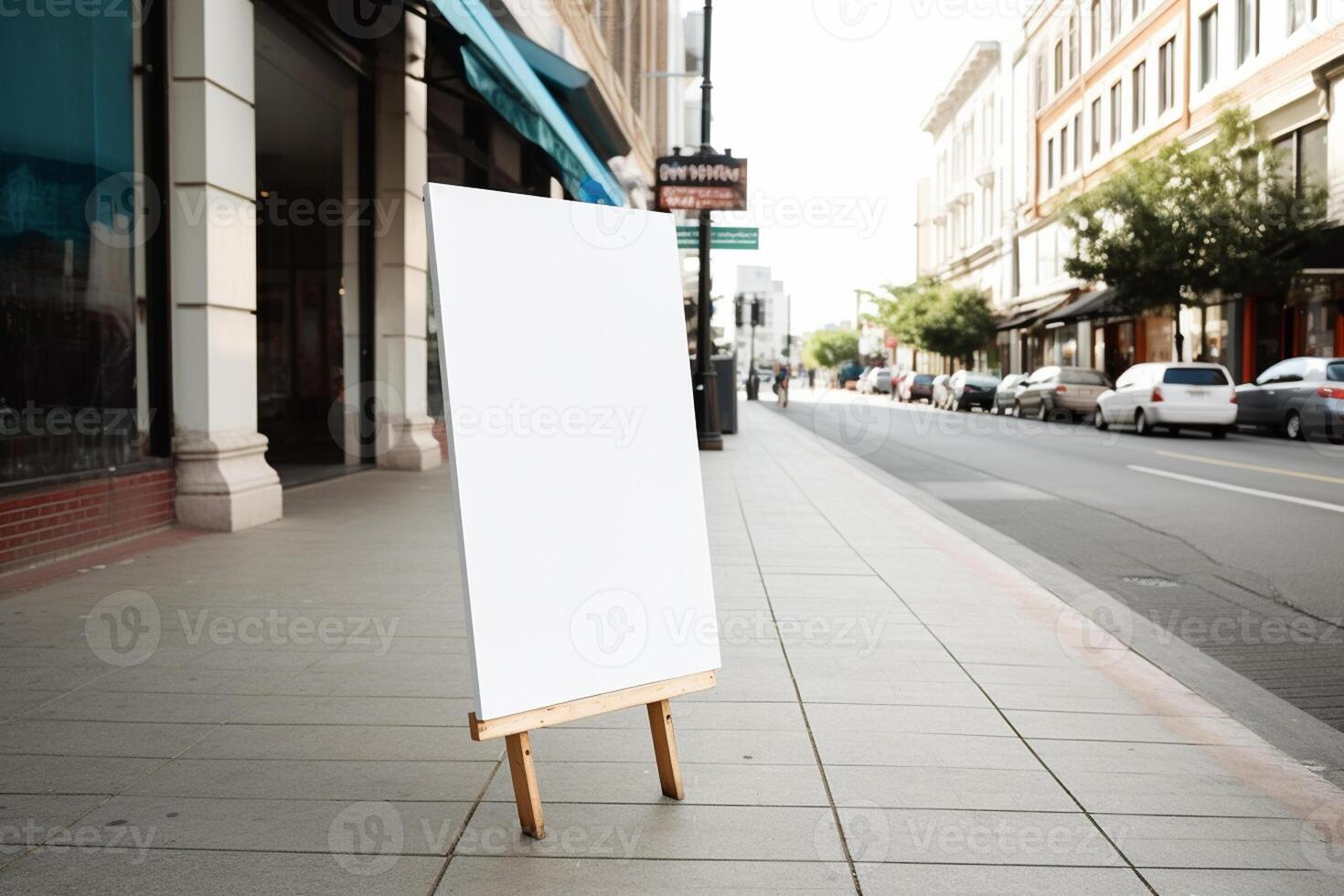 a Blank white sign board mockup isolated outside photo