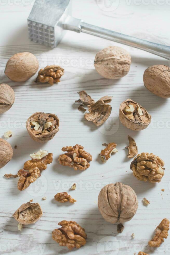 Walnuts on the table photo