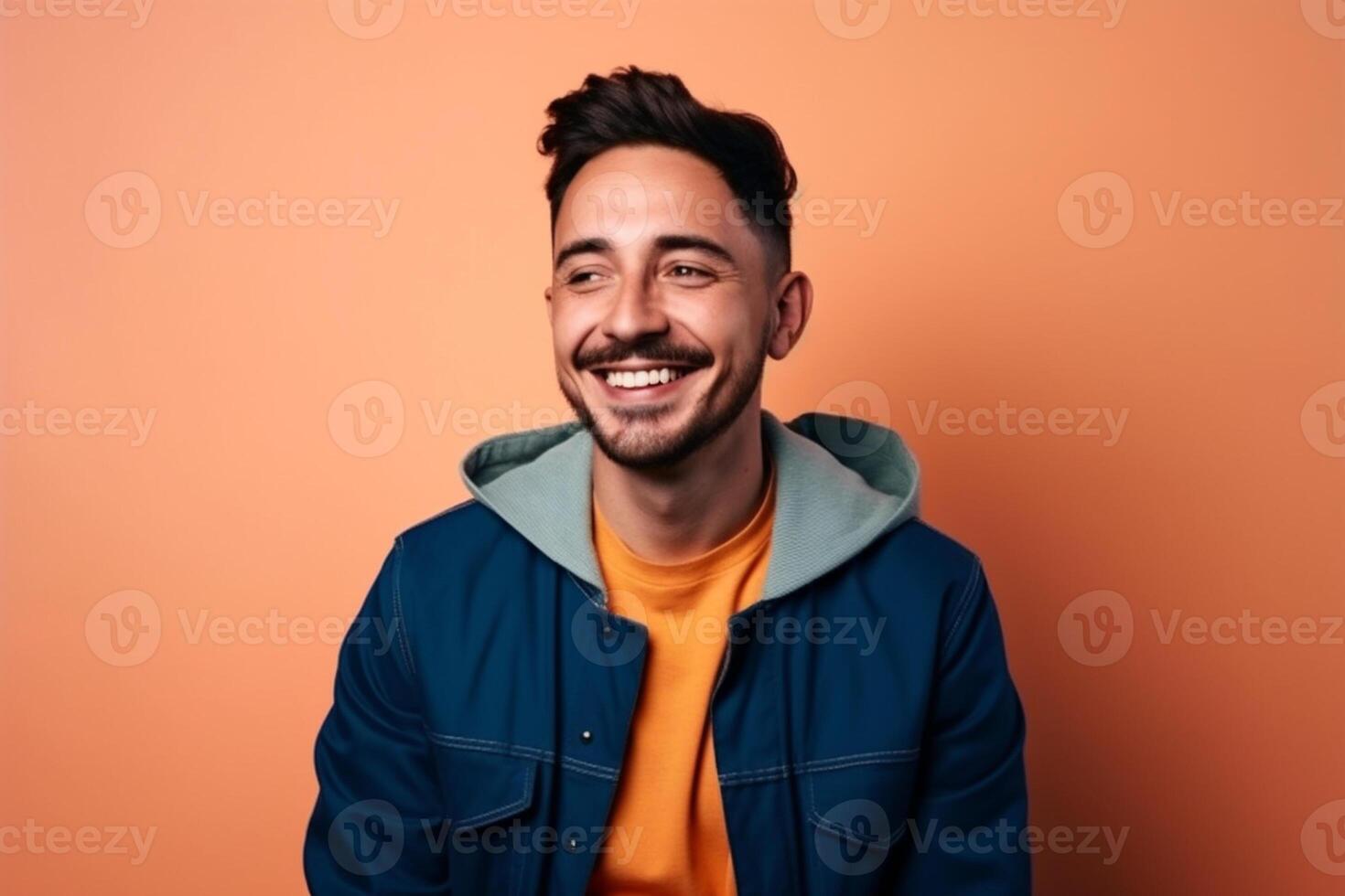 a man on solid color background with a Smile facial expression photo