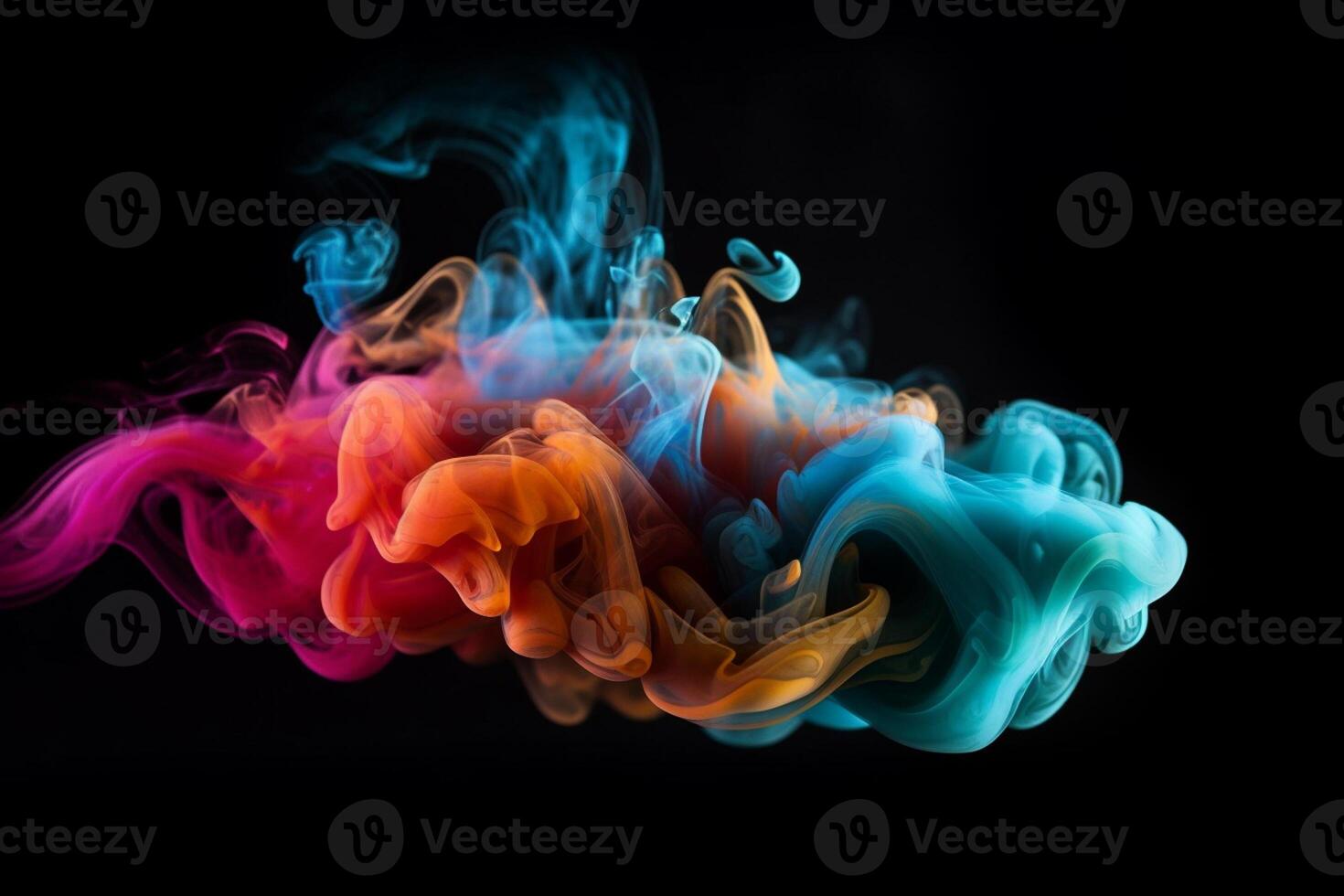 Colorful smoke isolated on black background. Abstract background of colorful smoke. photo