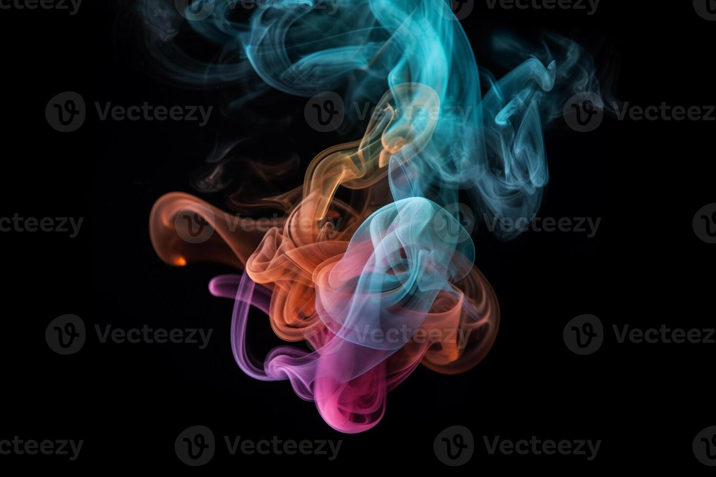 Colorful smoke isolated on black background. Abstract background of colorful smoke. photo
