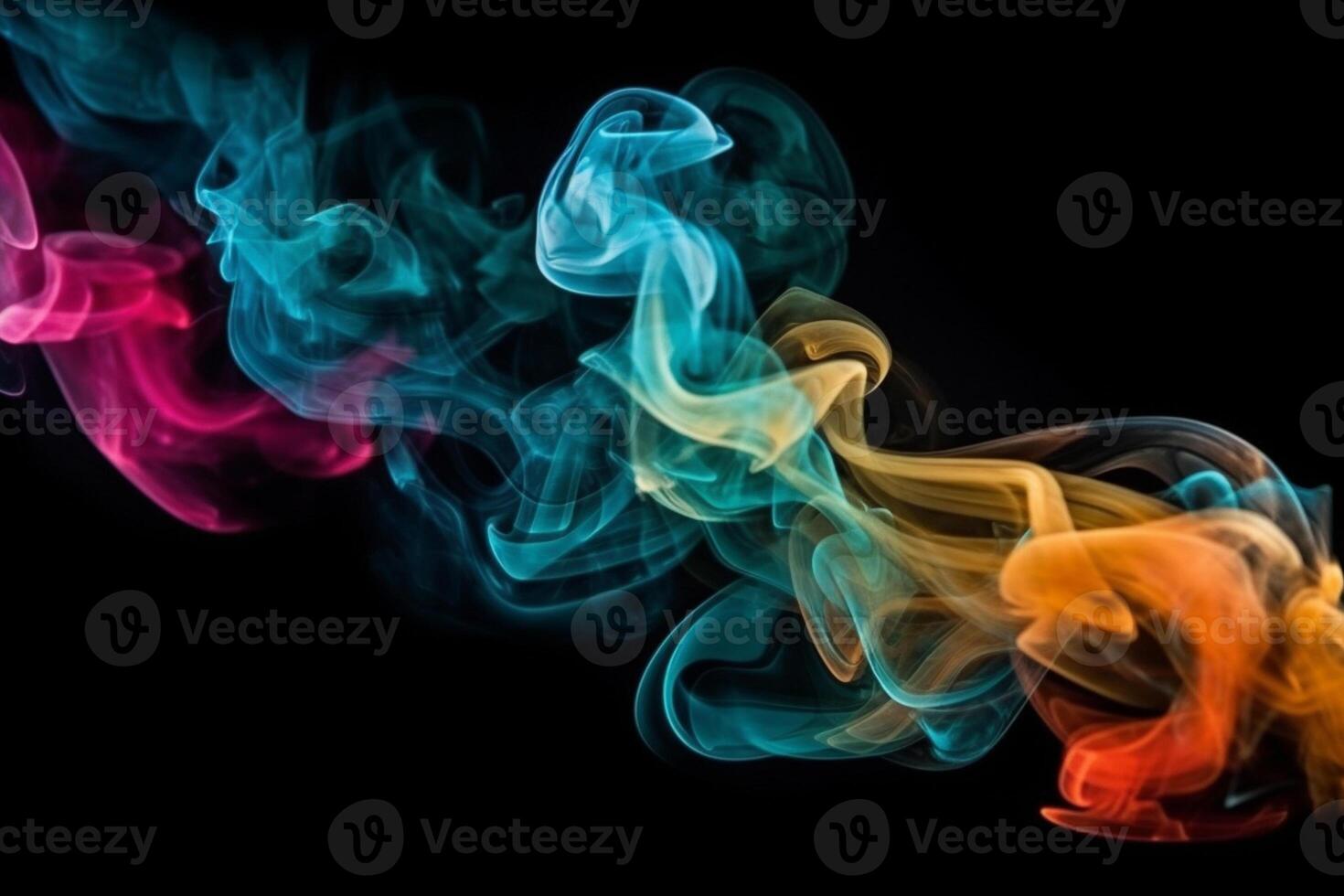 Colorful smoke isolated on black background. Abstract background of colorful smoke. photo