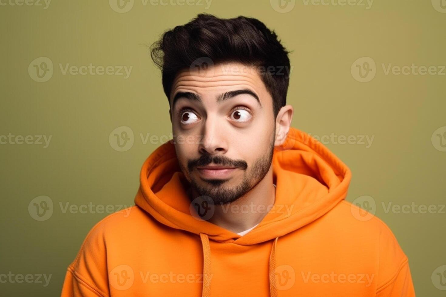 a man on solid color background photoshoot with Surprise facial expression photo