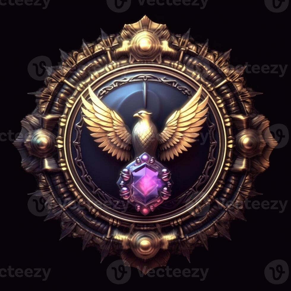 Luxury shield with wings and crystal ball photo