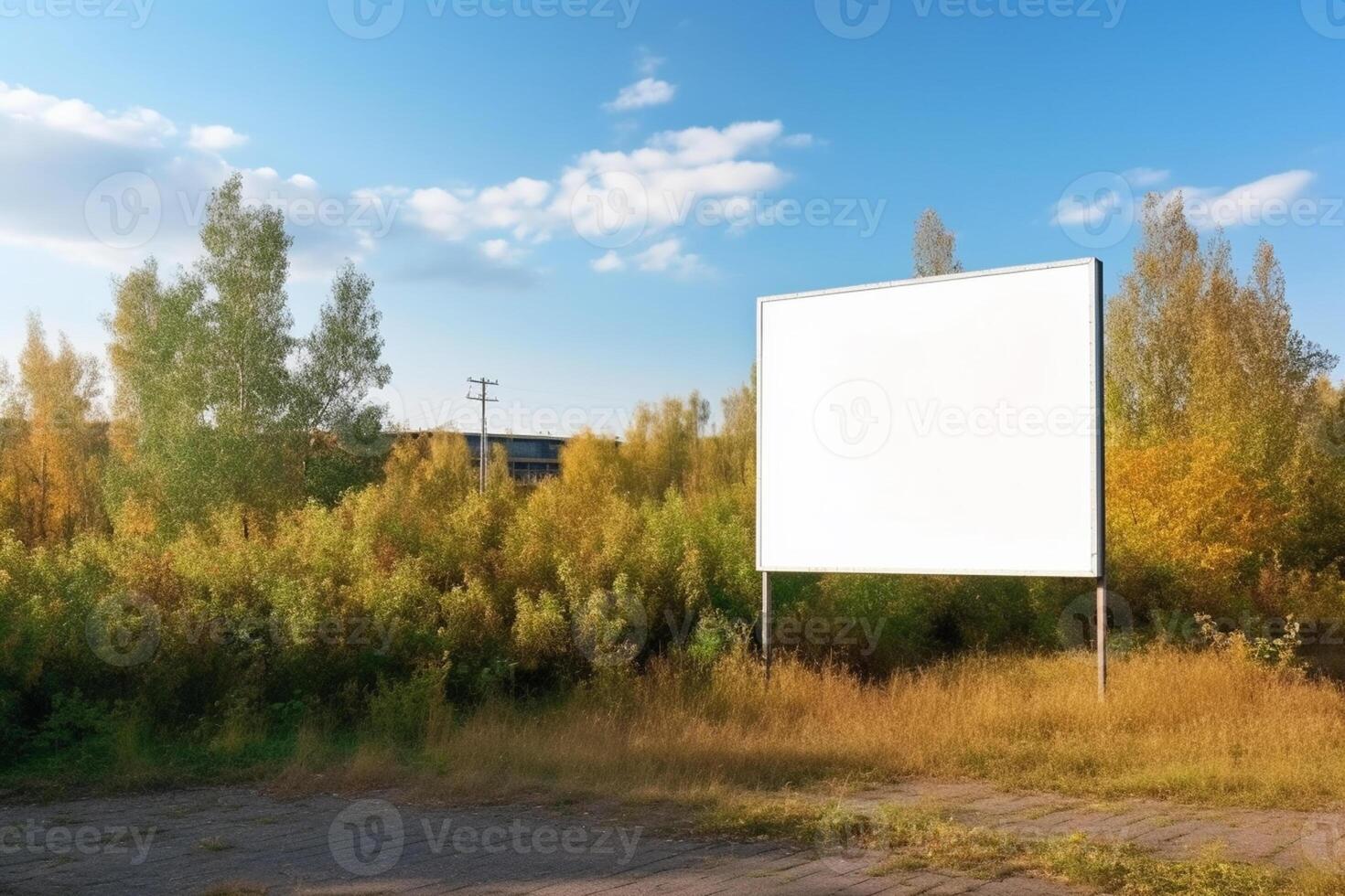 a Blank white sign board mockup isolated outside photo