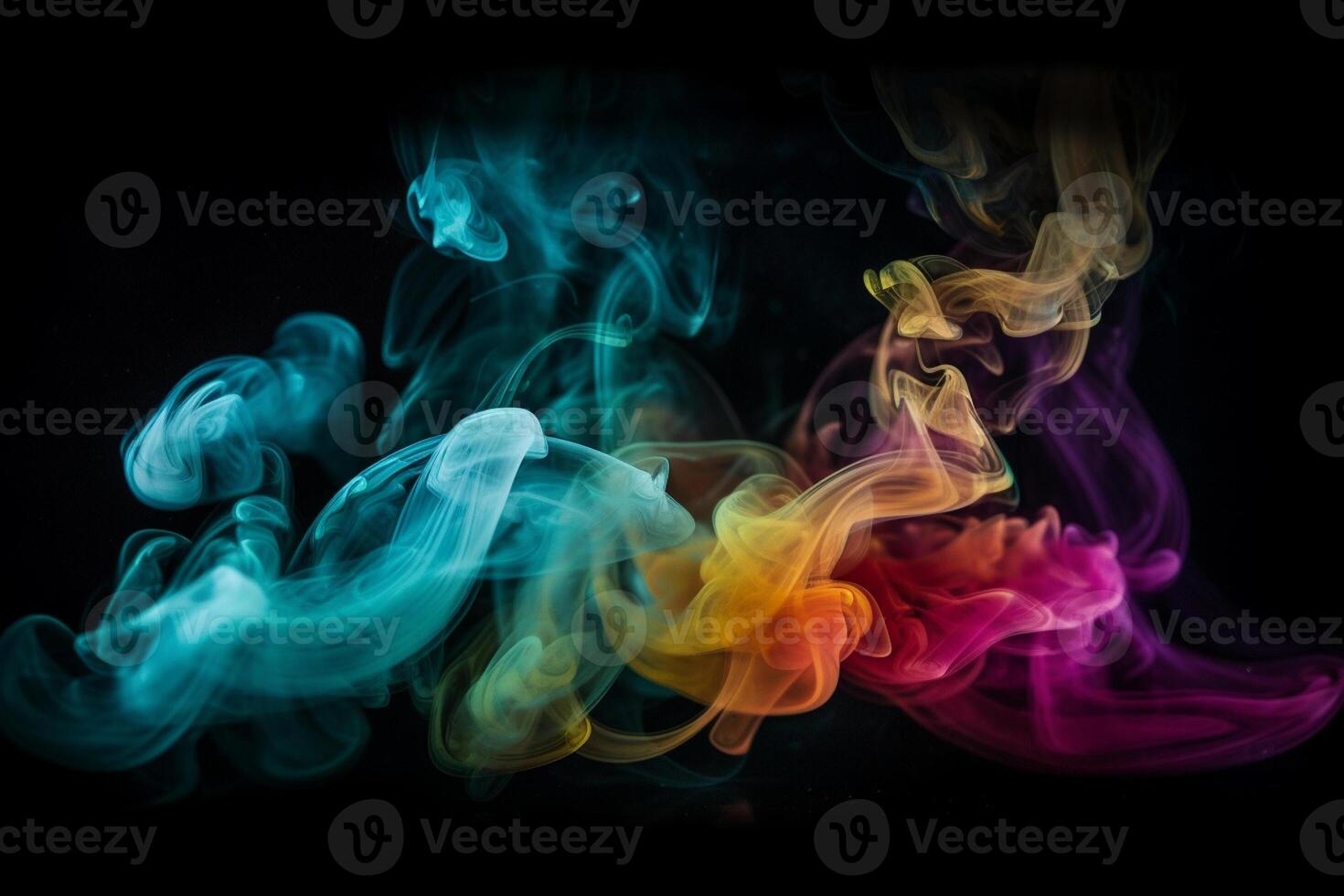 Colorful smoke isolated on black background. Abstract background of colorful smoke. photo