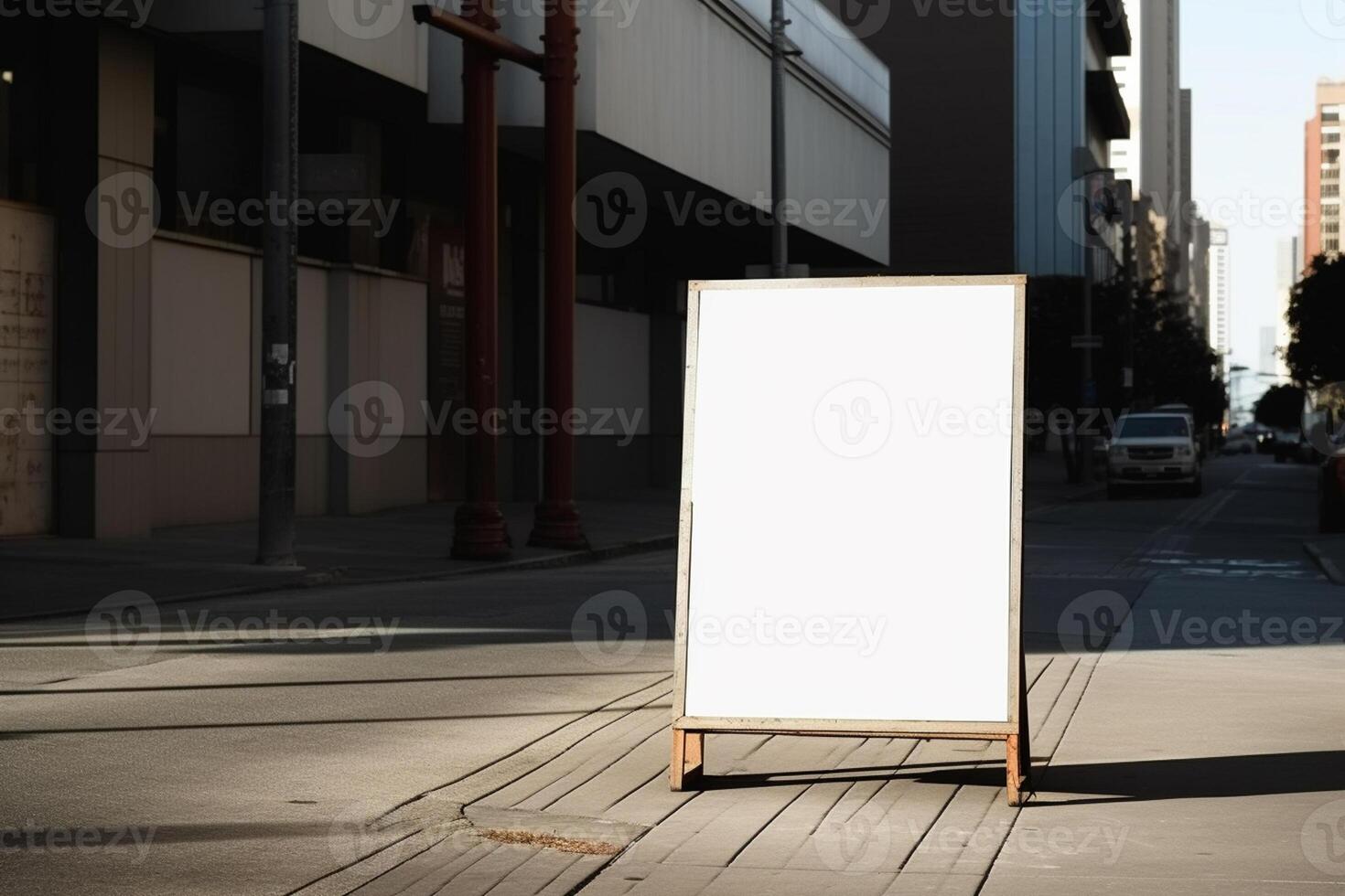 a Blank white sign board mockup isolated outside photo