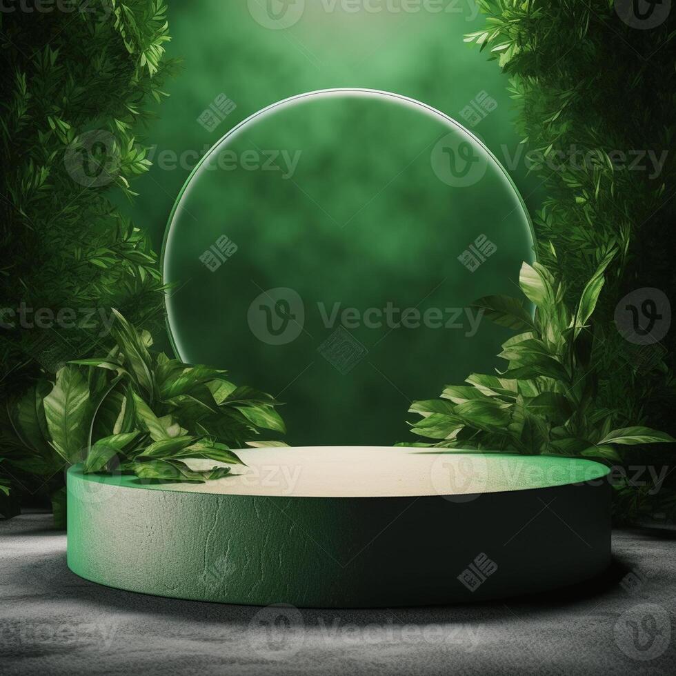Naturel product display background stage with blank podium pedestal photo