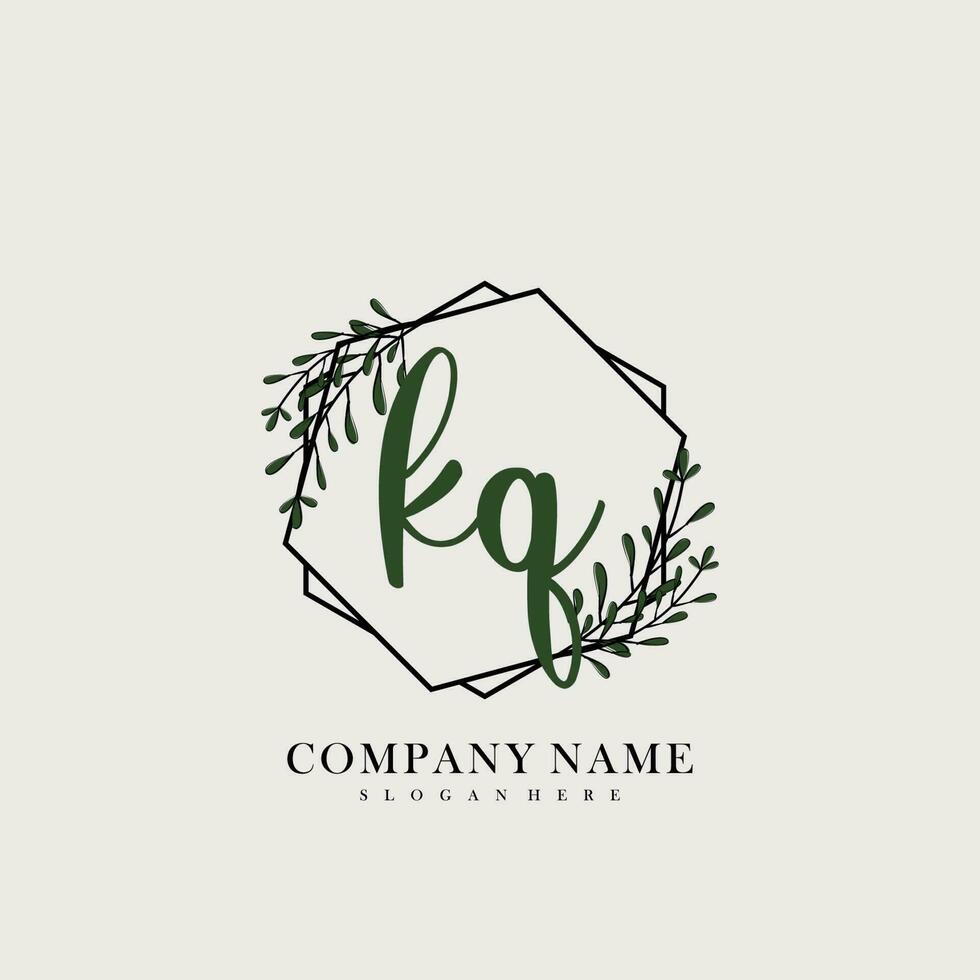 KQ Initial beauty floral logo template vector