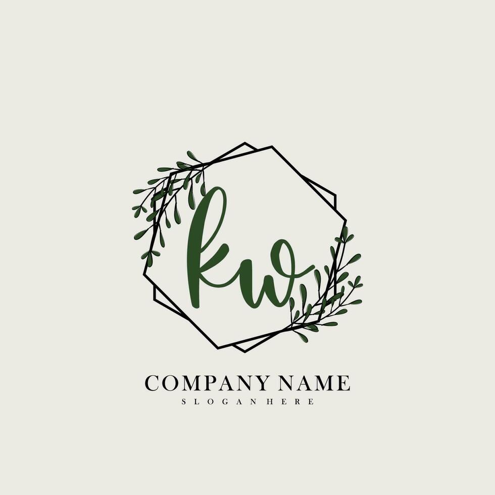 KW Initial beauty floral logo template vector
