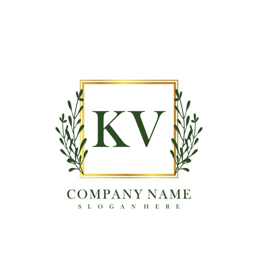 KV Initial beauty floral logo template vector