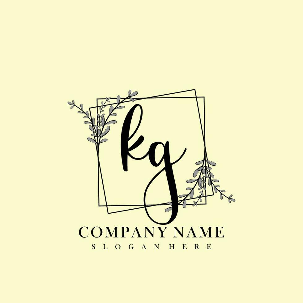 KG Initial beauty floral logo template vector