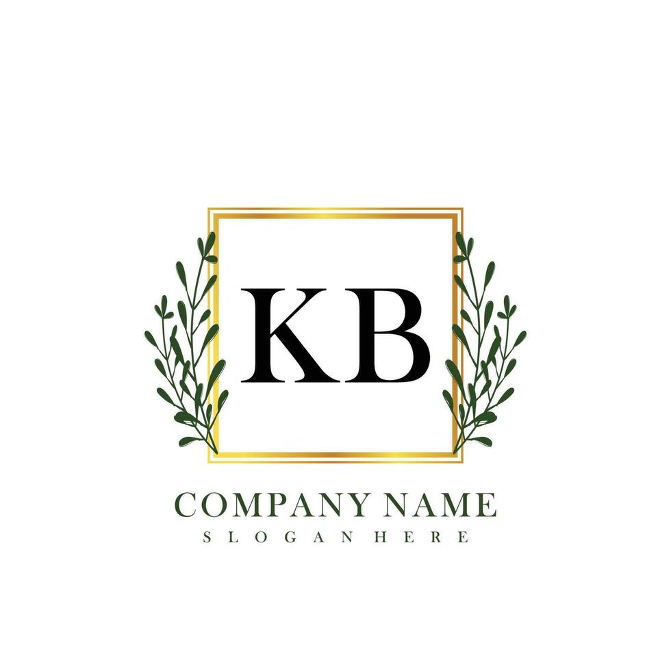 KB Initial beauty floral logo template vector