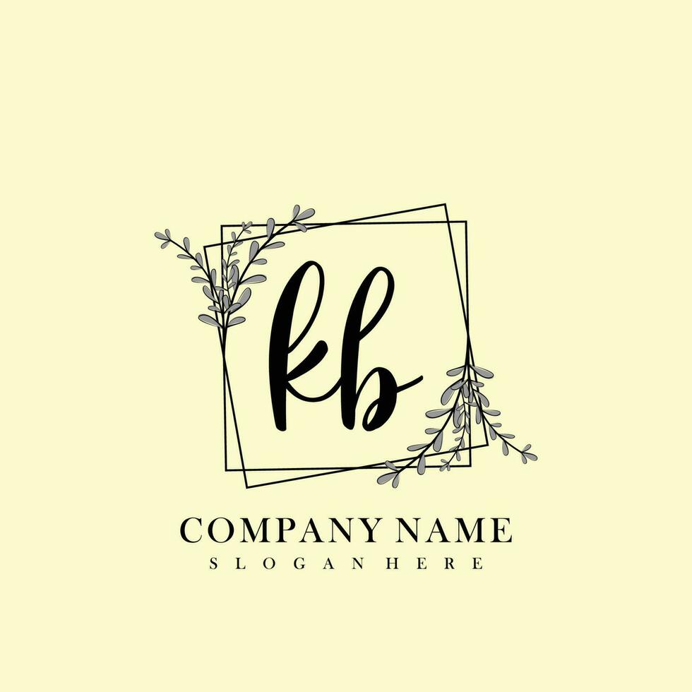 KB Initial beauty floral logo template vector