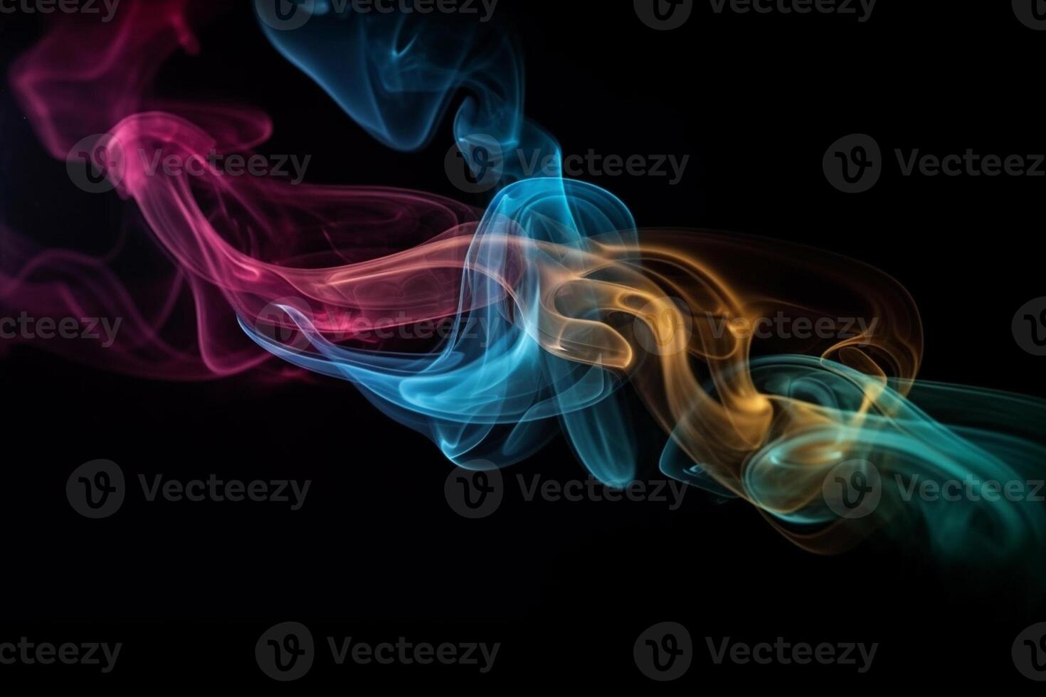 Colorful smoke isolated on black background. Abstract background of colorful smoke. photo