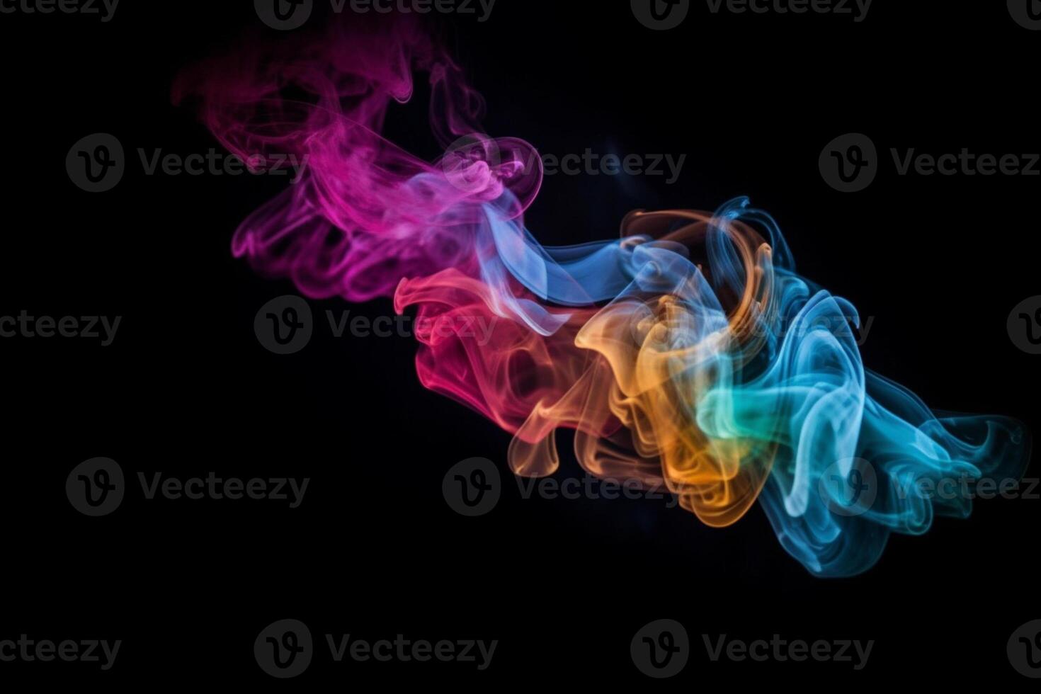 Colorful smoke isolated on black background. Abstract background of colorful smoke. photo