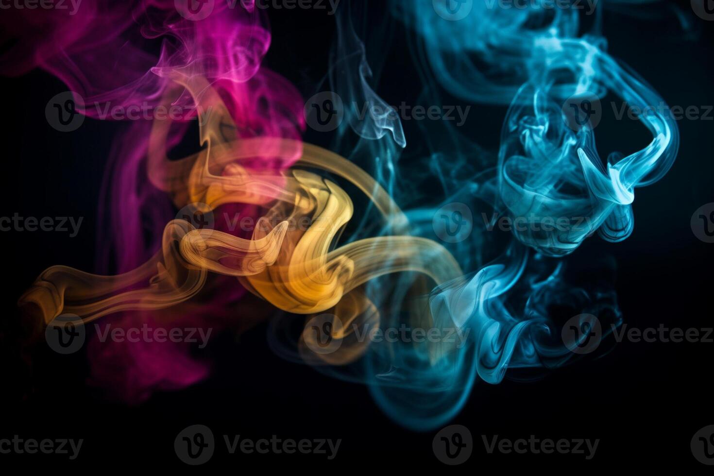 Colorful smoke isolated on black background. Abstract background of colorful smoke. photo
