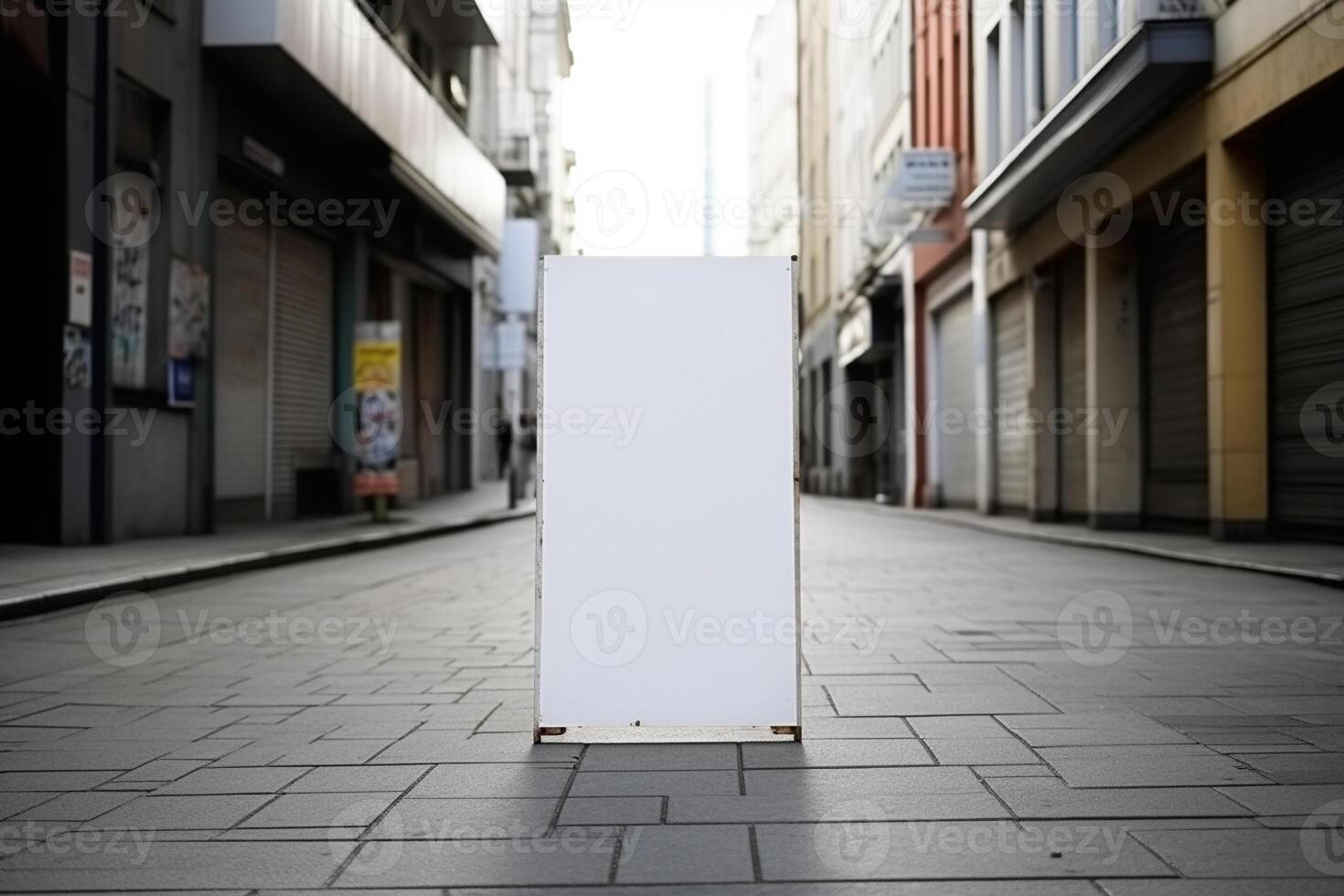 a Blank white sign board mockup isolated outside photo