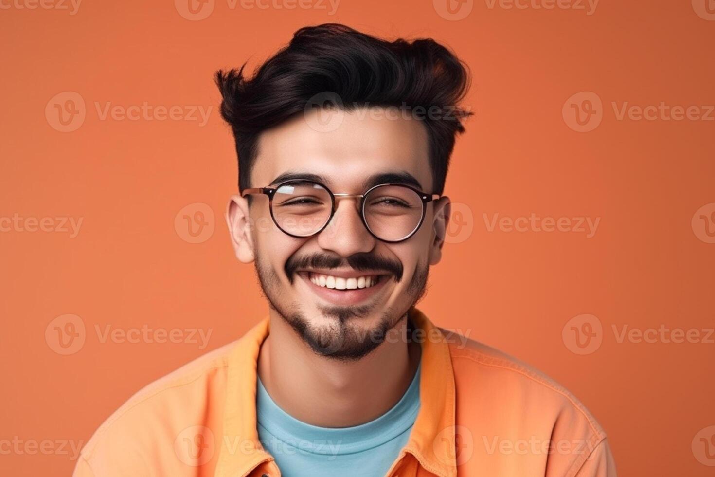 a man on solid color background with a Smile facial expression photo