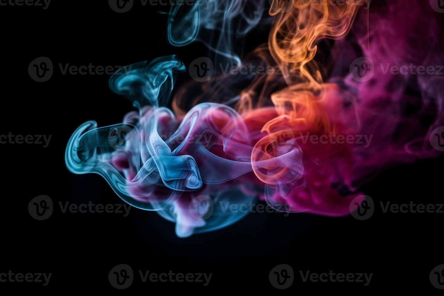 Colorful smoke isolated on black background. Abstract background of colorful smoke. photo