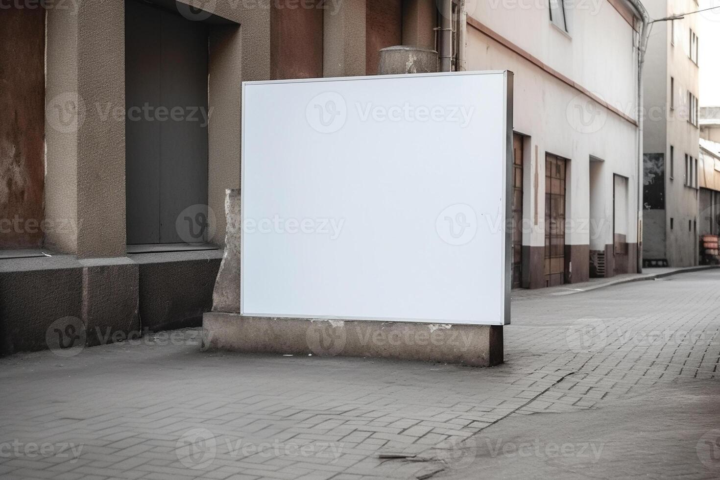 a Blank white sign board mockup isolated outside photo