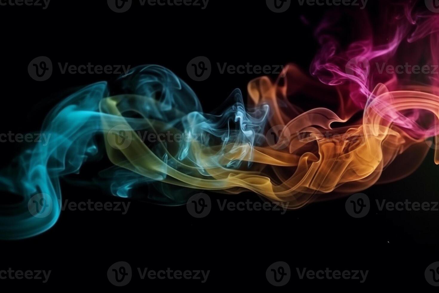 Colorful smoke isolated on black background. Abstract background of colorful smoke. photo