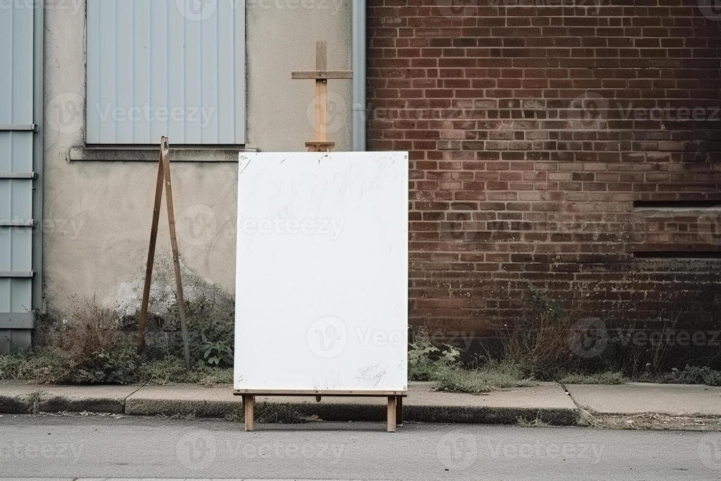 a Blank white sign board mockup isolated outside photo