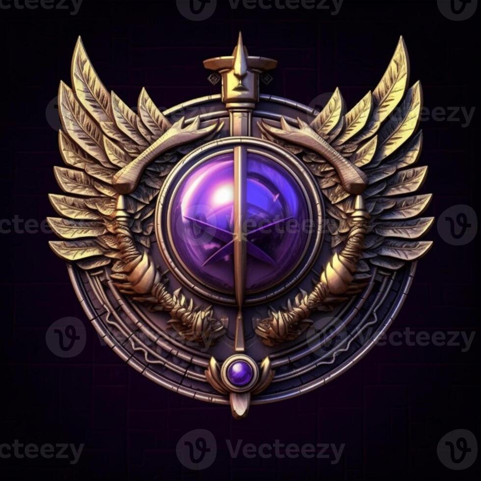 Luxury shield with wings and crystal ball photo
