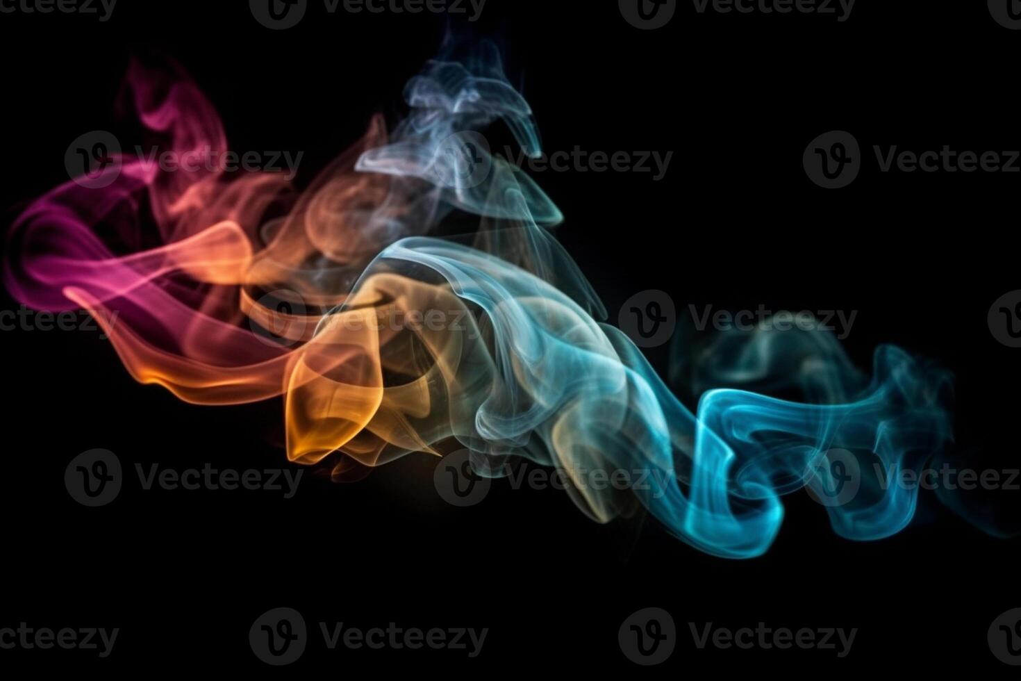 Colorful smoke isolated on black background. Abstract background of colorful smoke. photo