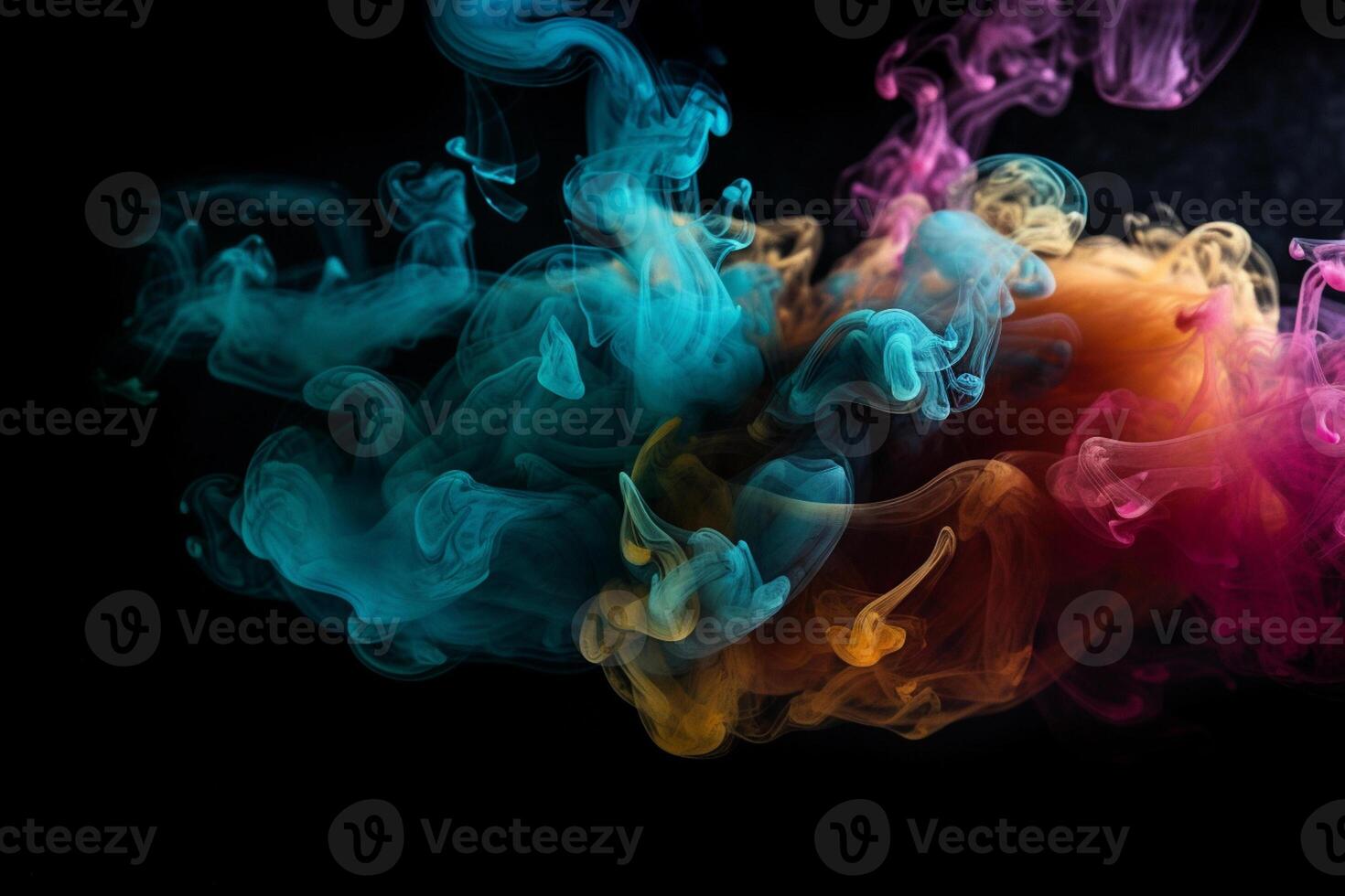 Colorful smoke isolated on black background. Abstract background of colorful smoke. photo
